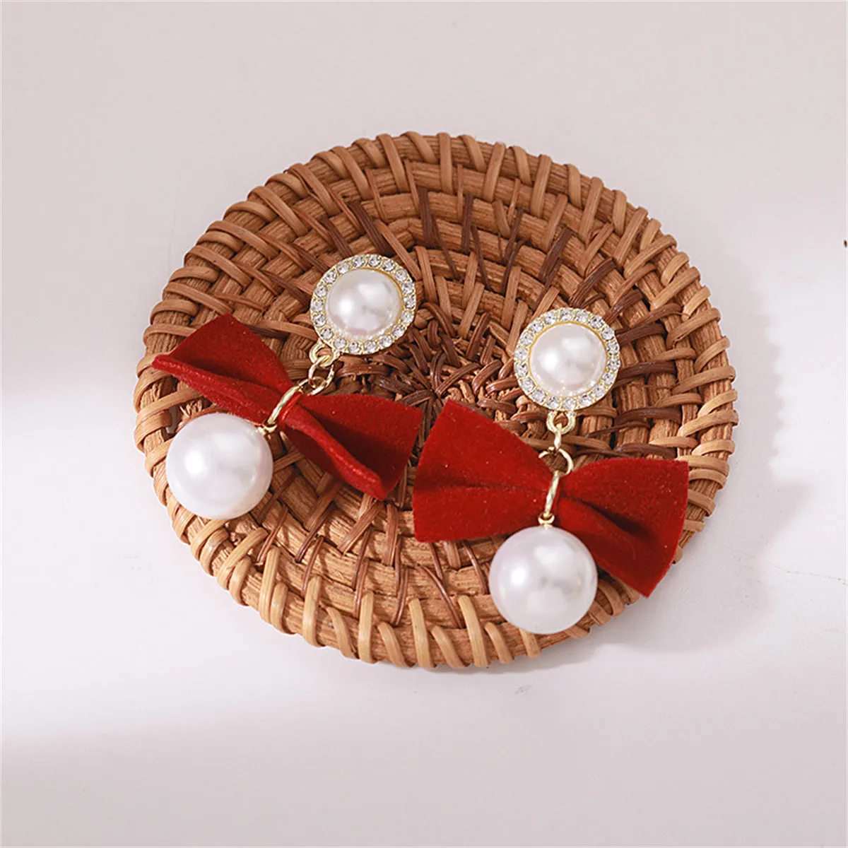 Cubic Zirconia & Pearl Nylon 18K Gold-Plated Bow Drop Earrings