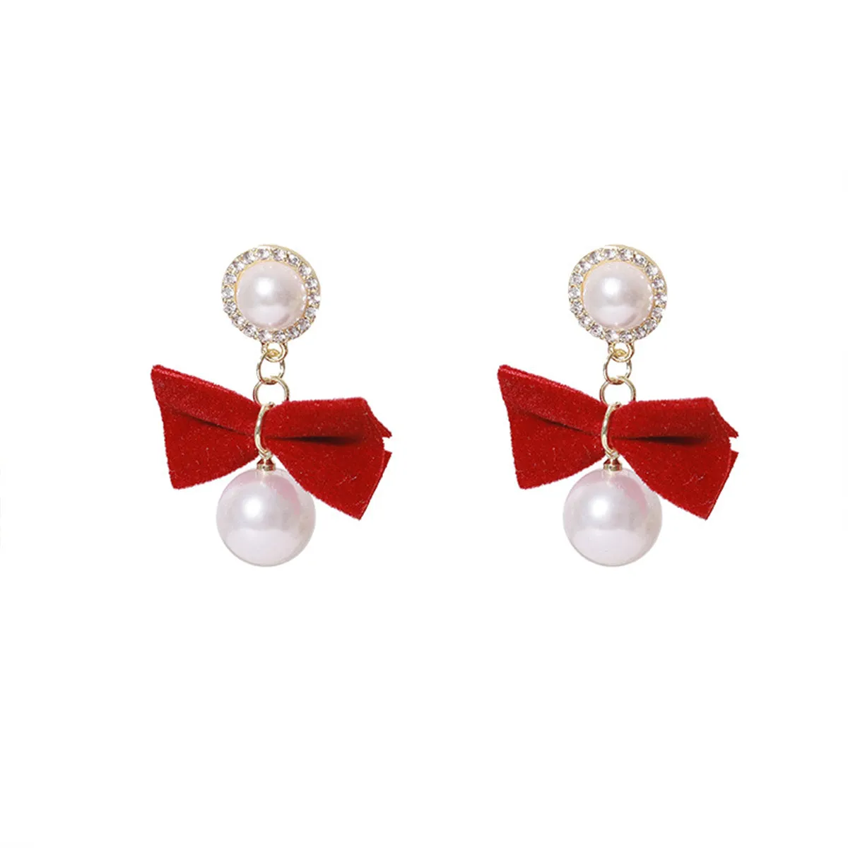 Cubic Zirconia & Pearl Nylon 18K Gold-Plated Bow Drop Earrings