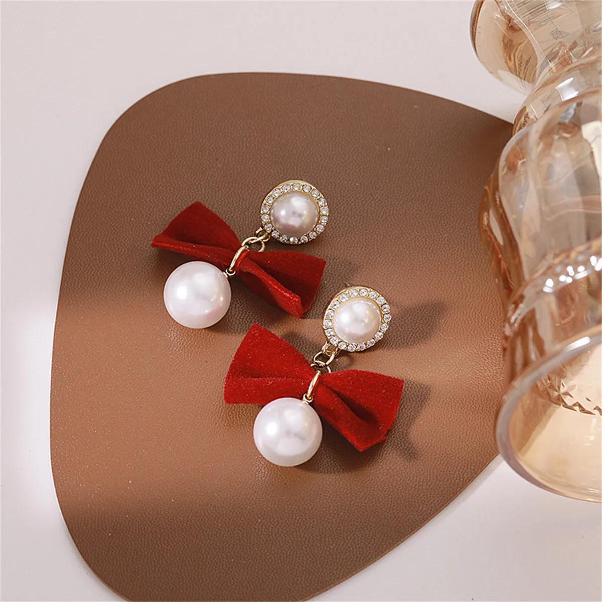 Cubic Zirconia & Pearl Nylon 18K Gold-Plated Bow Drop Earrings