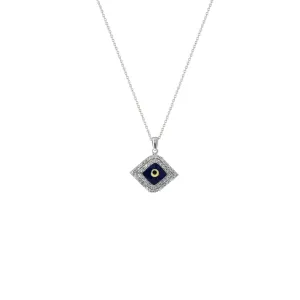 Cubic Zirconia and Enamel 'Evil Eye' Pendant in Silver