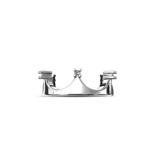 Cubic Zirconia Crown Stackable Ring in Sterling Silver