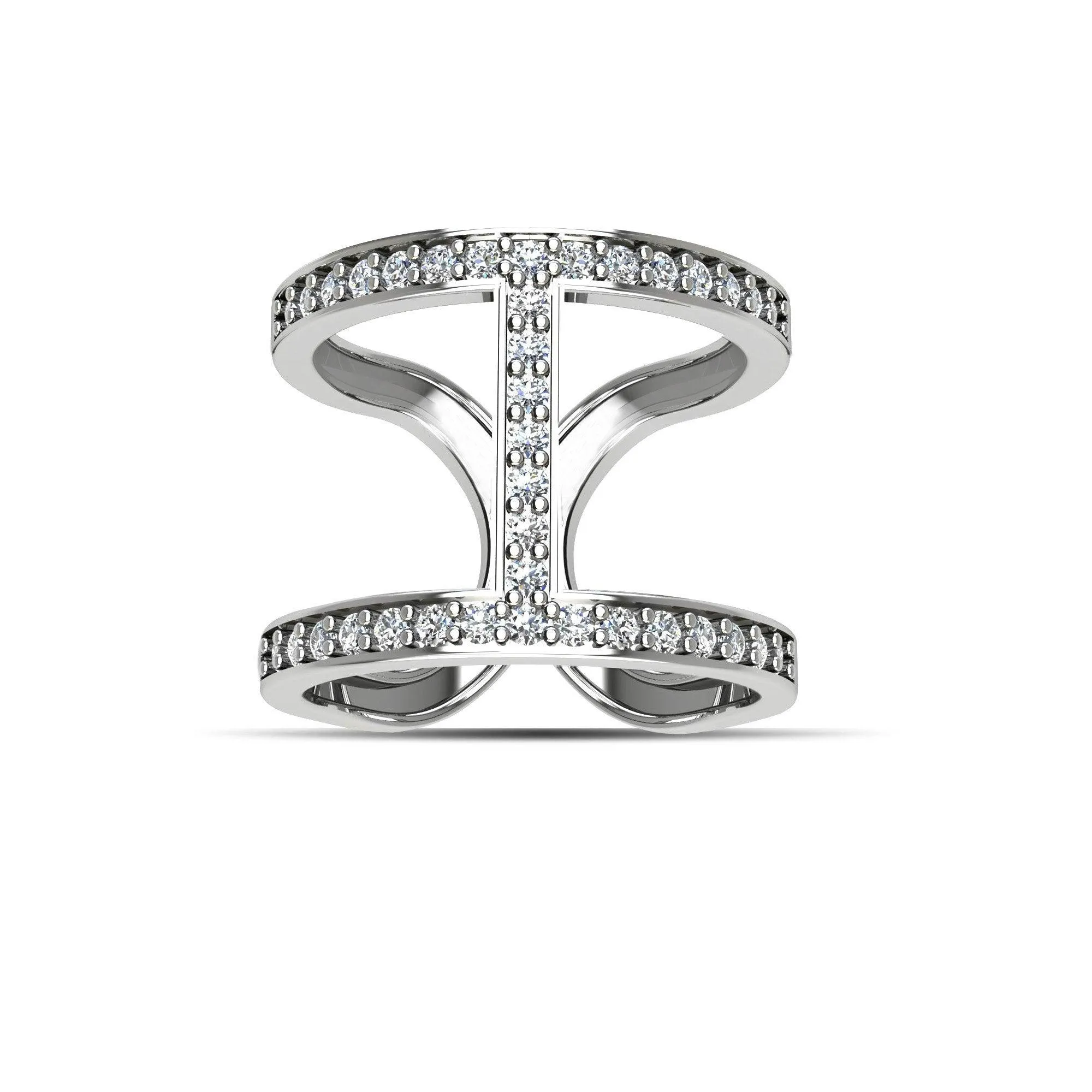 Cubic Zirconia Fashion Geo Ring in Sterling Silver