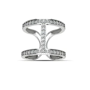 Cubic Zirconia Fashion Geo Ring in Sterling Silver