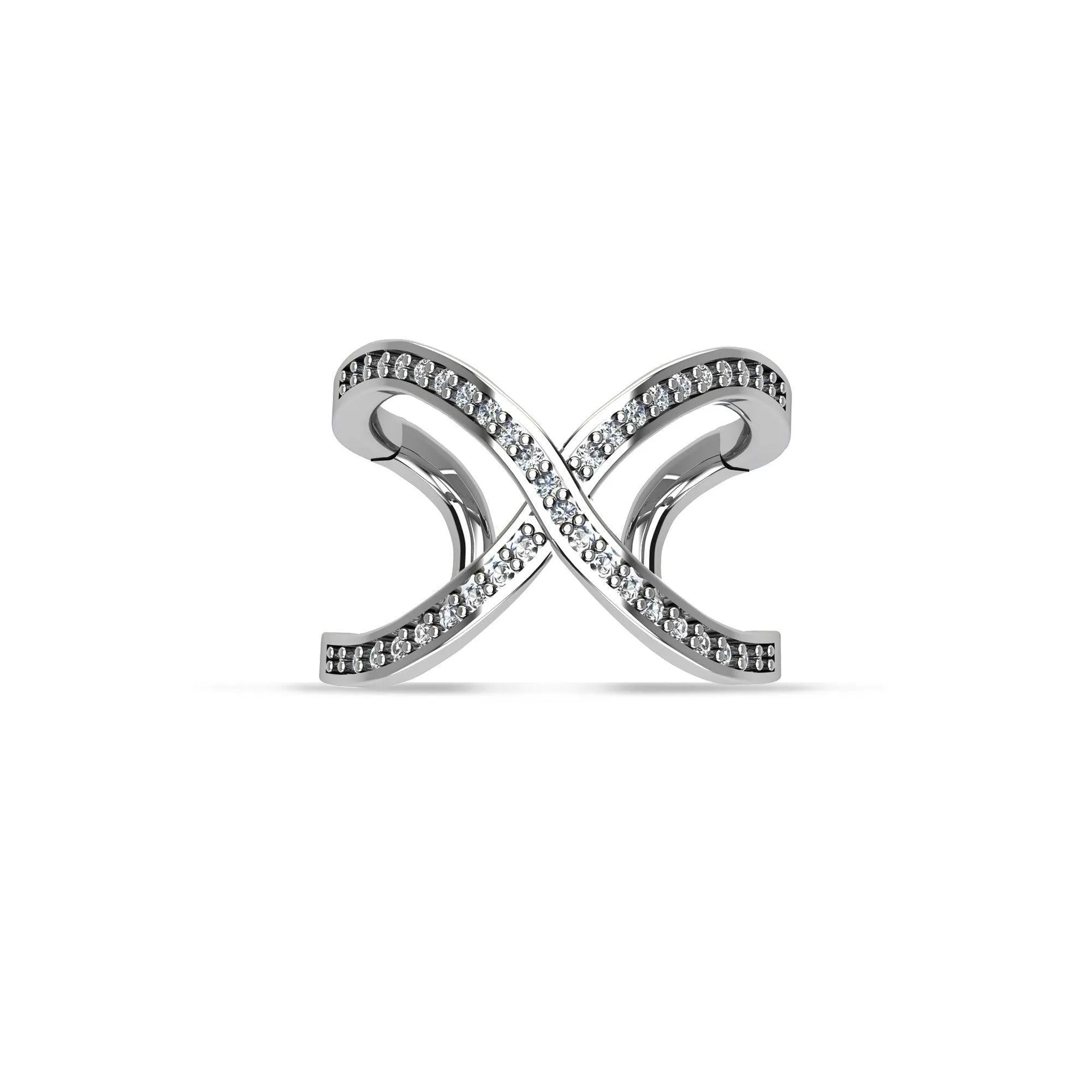 Cubic Zirconia Fashion Geometric Ring in Sterling Silver