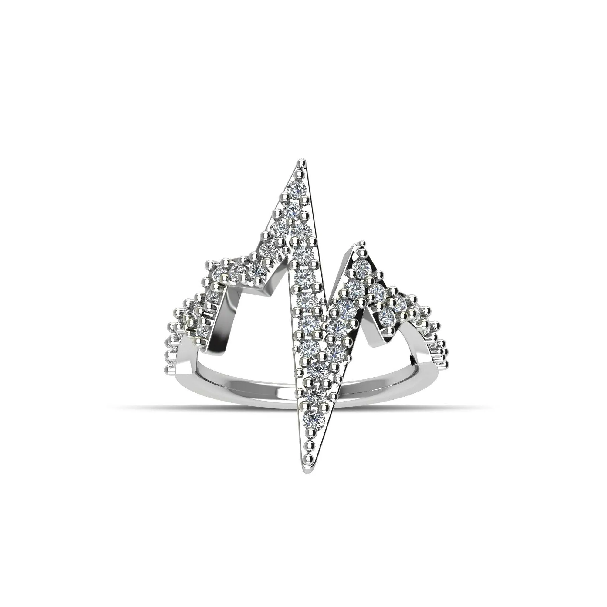 Cubic Zirconia Fashion Heartbeat Ring in Sterling Silver