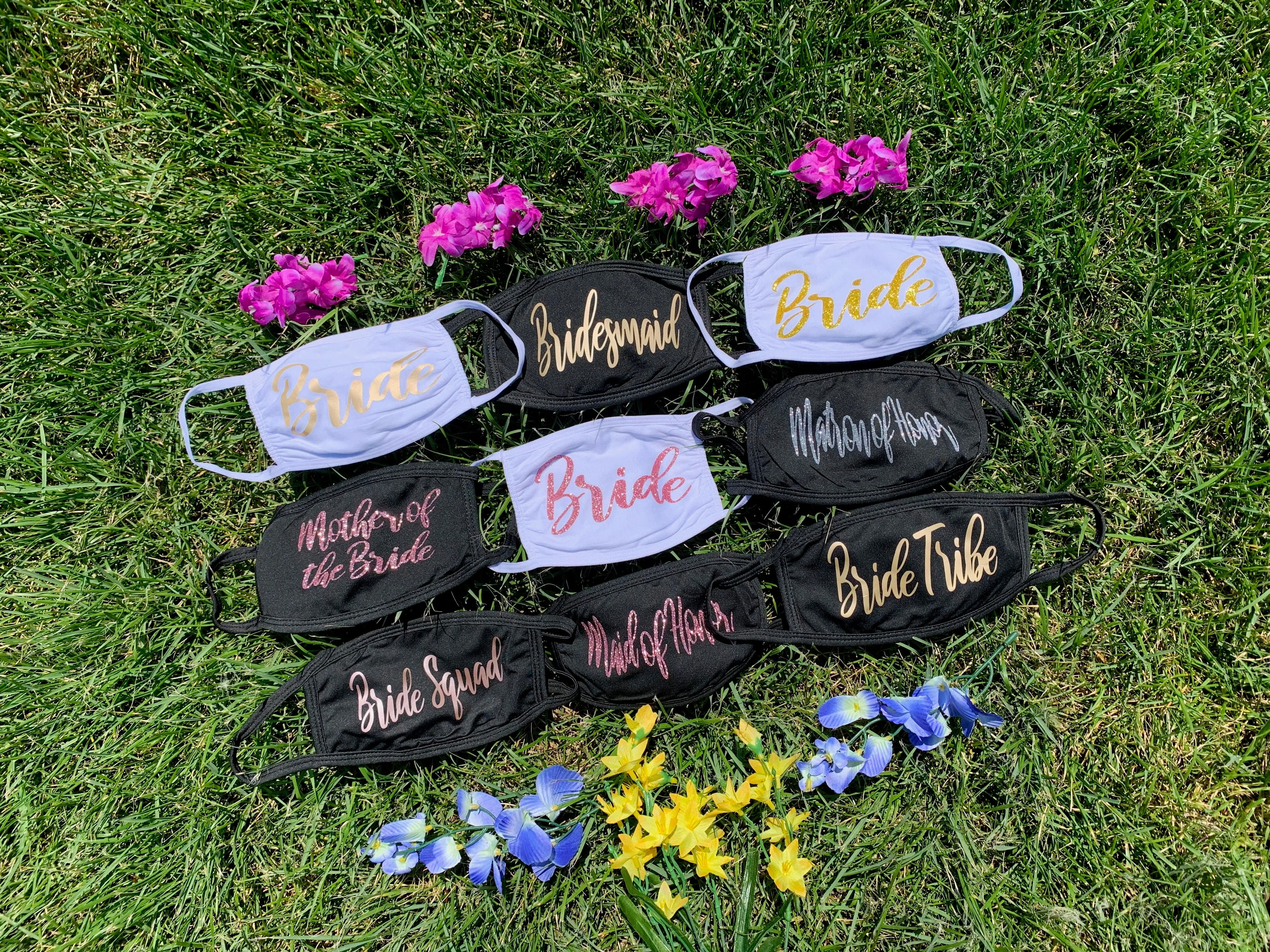 Custom Wedding Party Face Masks/Coverings/Shield, 100% Cotton