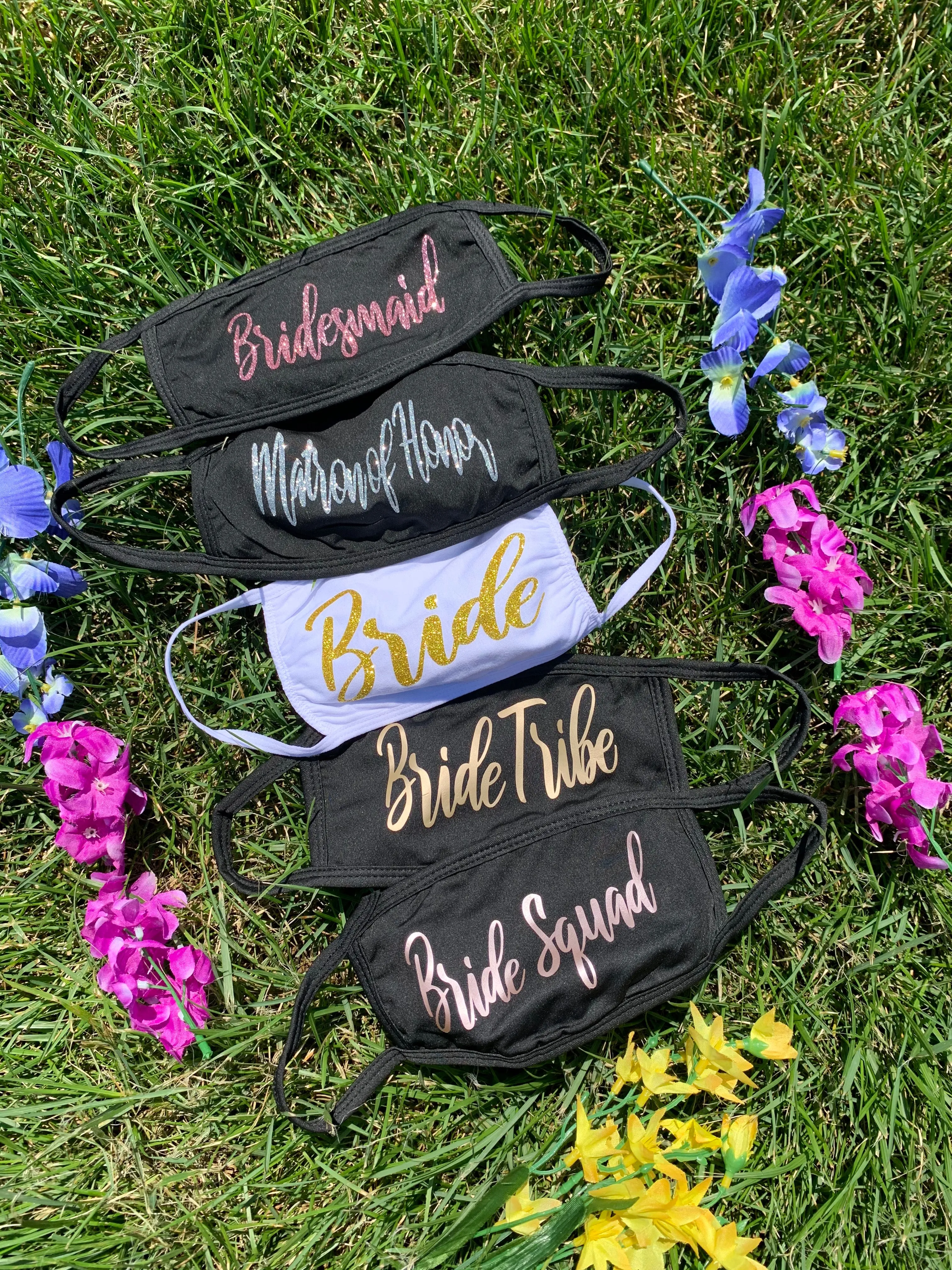 Custom Wedding Party Face Masks/Coverings/Shield, 100% Cotton