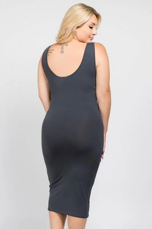 CUT CLOSE MIDI DRESS | CURVY