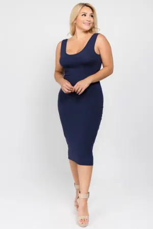 CUT CLOSE MIDI DRESS | CURVY
