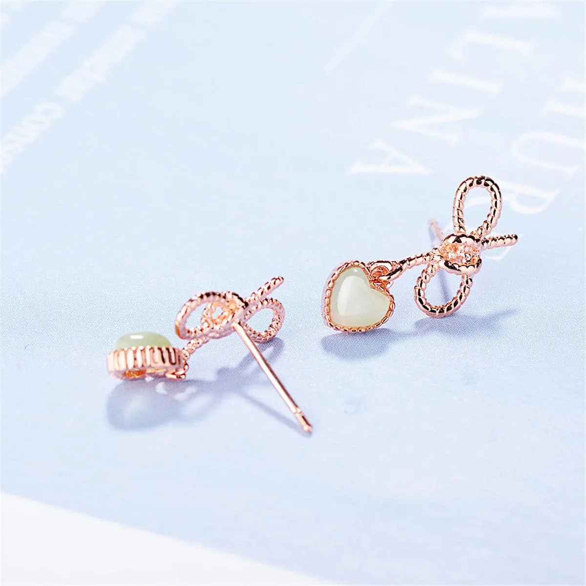 Cymophane & 18K Rose Gold-Plated Heart Drop Earrings