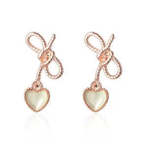 Cymophane & 18K Rose Gold-Plated Heart Drop Earrings