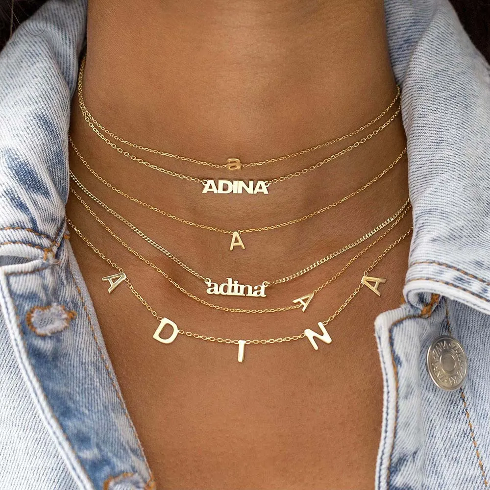 Dangling Block Name Necklace