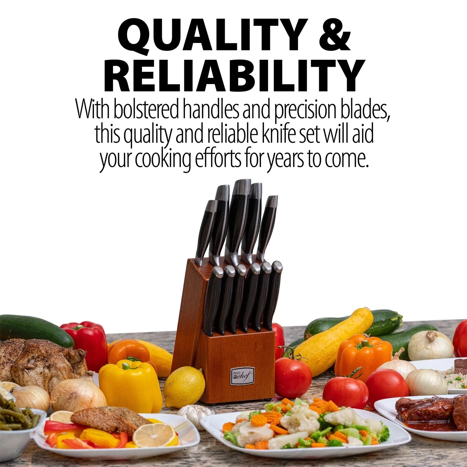 Deco Chef 12 Piece Stainless Steel Knife Set with Storage Block