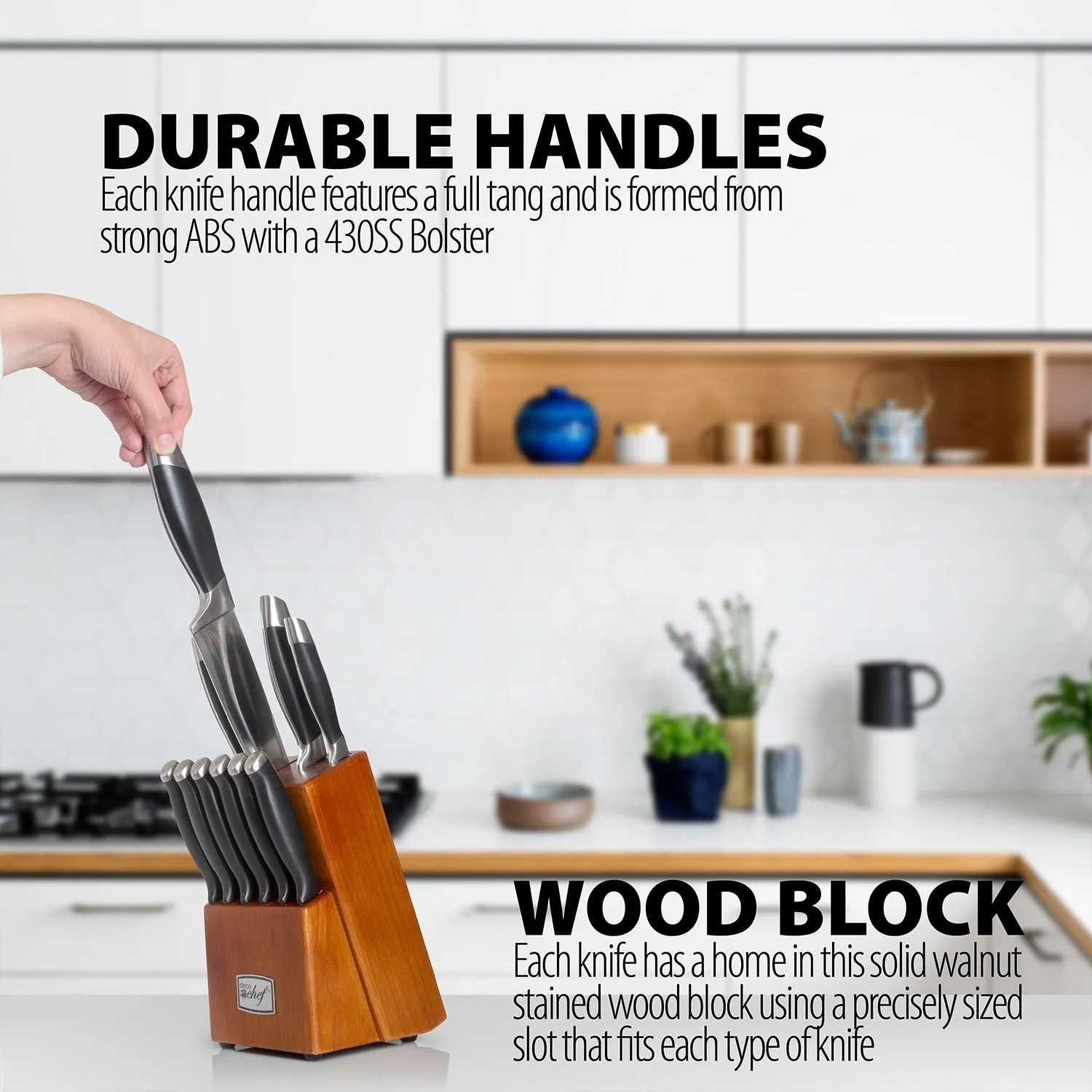 Deco Chef 12 Piece Stainless Steel Knife Set with Storage Block