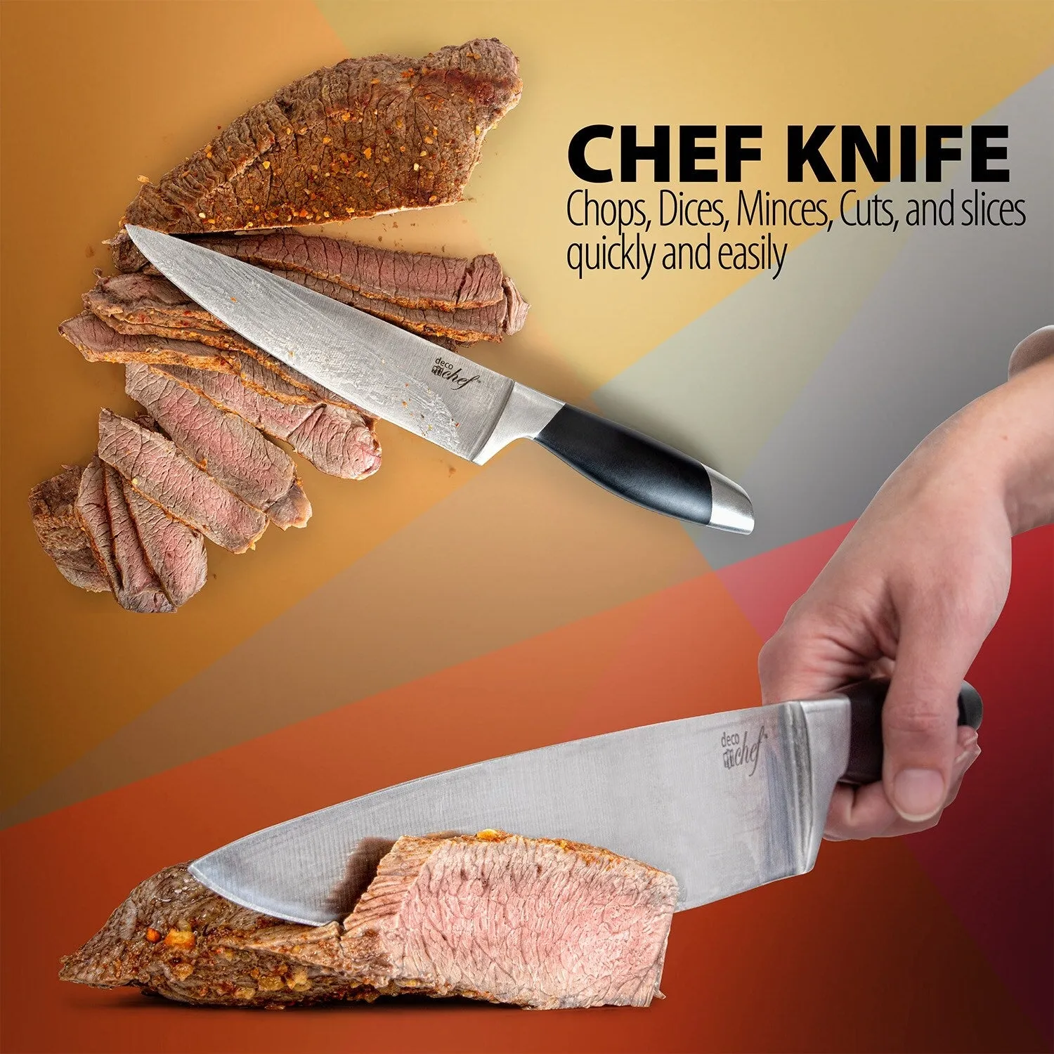 Deco Chef 12 Piece Stainless Steel Knife Set with Storage Block