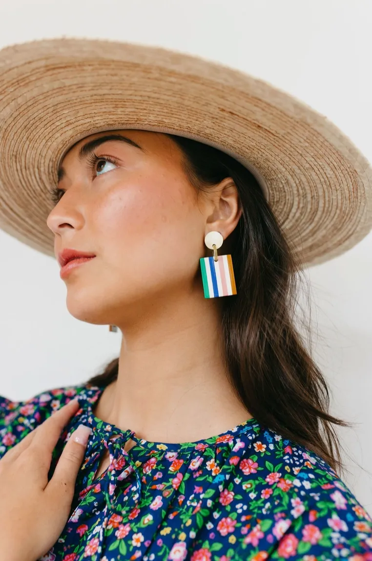 Desert Stripe Block Dangle Earrings