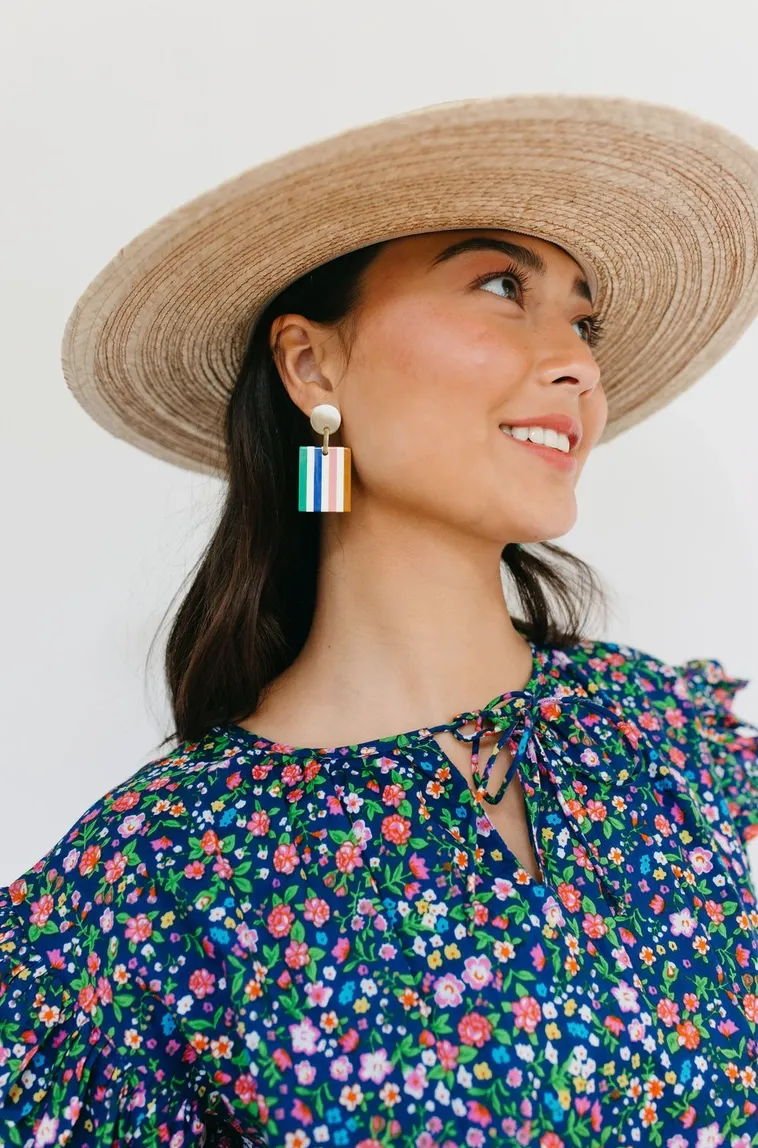Desert Stripe Block Dangle Earrings