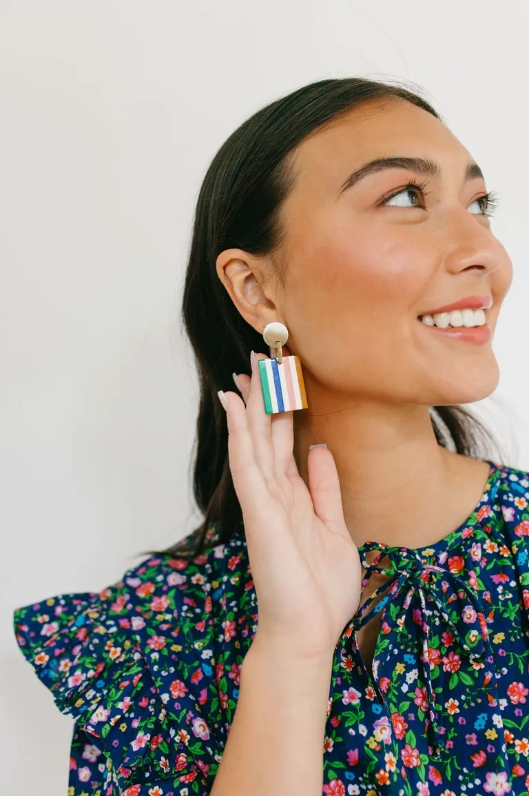 Desert Stripe Block Dangle Earrings