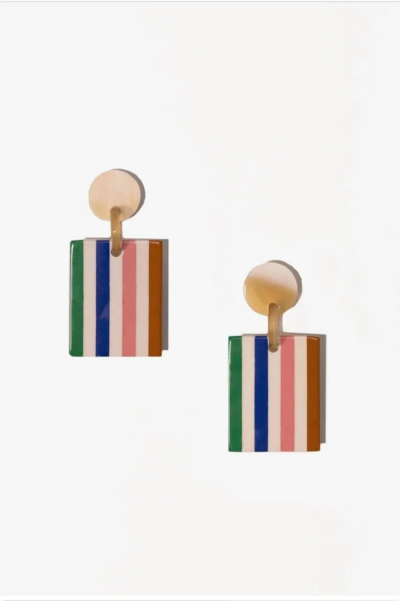Desert Stripe Block Dangle Earrings