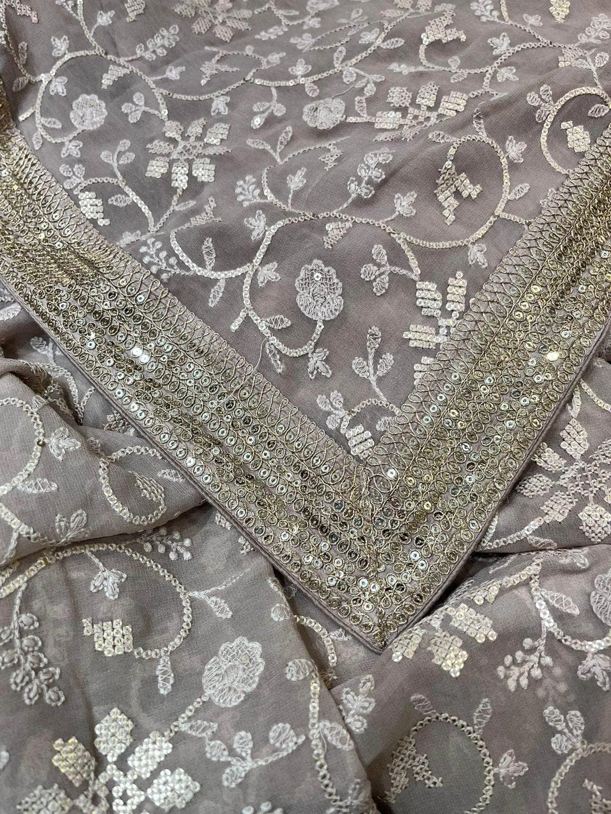 Designer Georgette Chikankari Saree with Sequin  Work