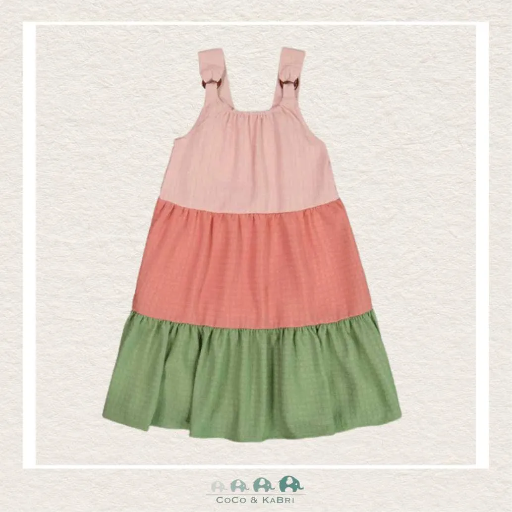 Deux Par Deux Color Block Peasant Dress