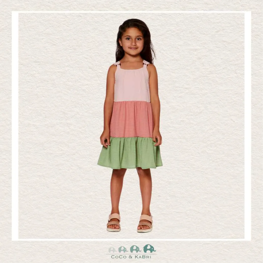 Deux Par Deux Color Block Peasant Dress