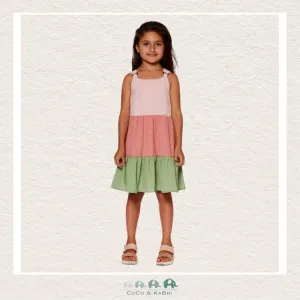 Deux Par Deux Color Block Peasant Dress