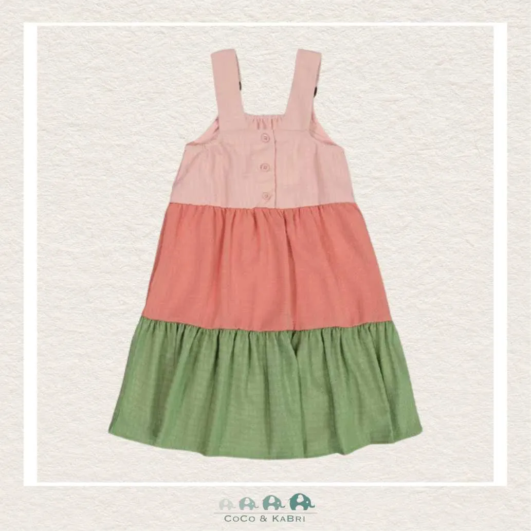 Deux Par Deux Color Block Peasant Dress
