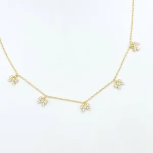 Diamond Bow Charm Choker Necklace