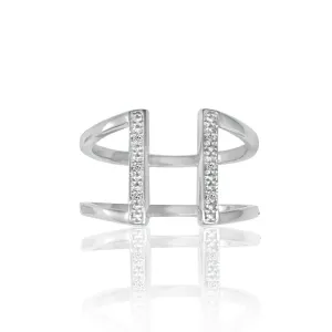 Diamond Geometric Ring - Fashion Diamond Accent Ring in Sterling Silver