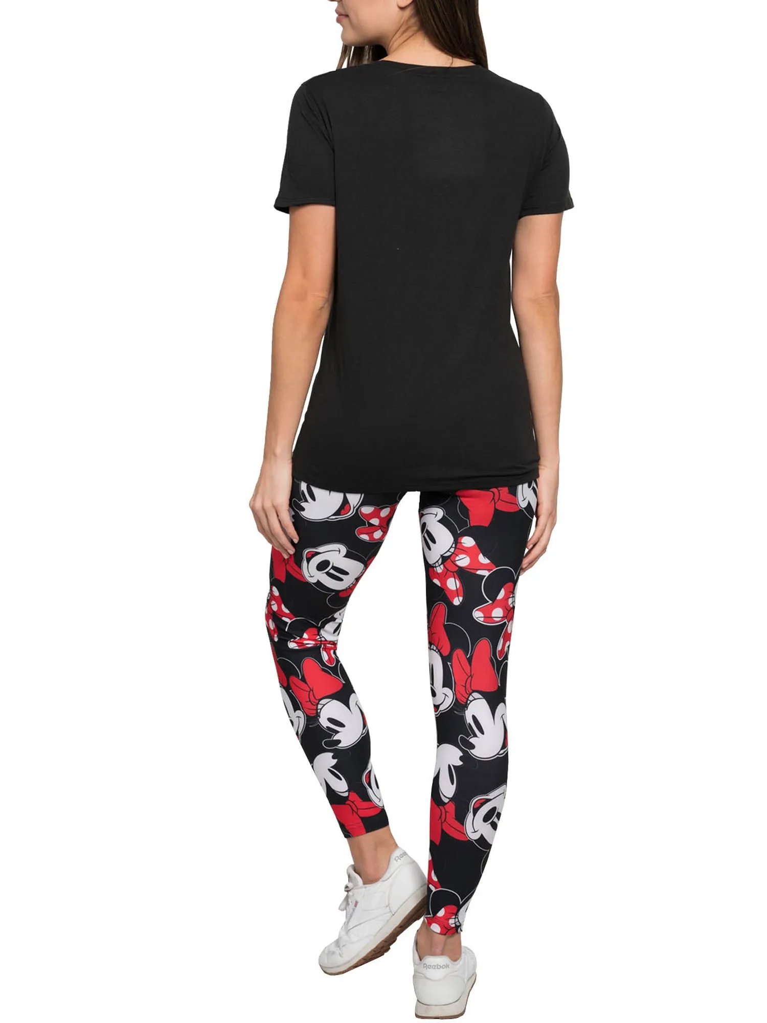 Disney Women's Minnie Mouse T-Shirt & Minnie Red Bow AOP Black Leggings Set
