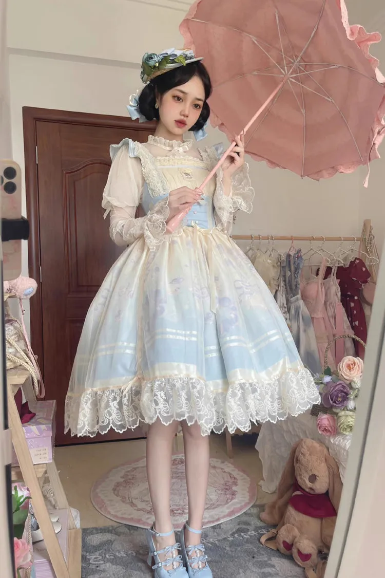 Dream Doll Ballet Rabbit Print Sweet Lolita Jsk Dress 2 Colors