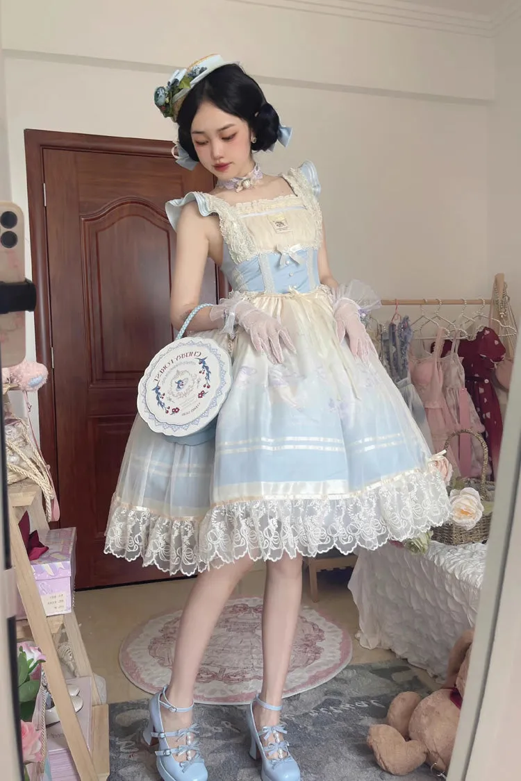 Dream Doll Ballet Rabbit Print Sweet Lolita Jsk Dress 2 Colors