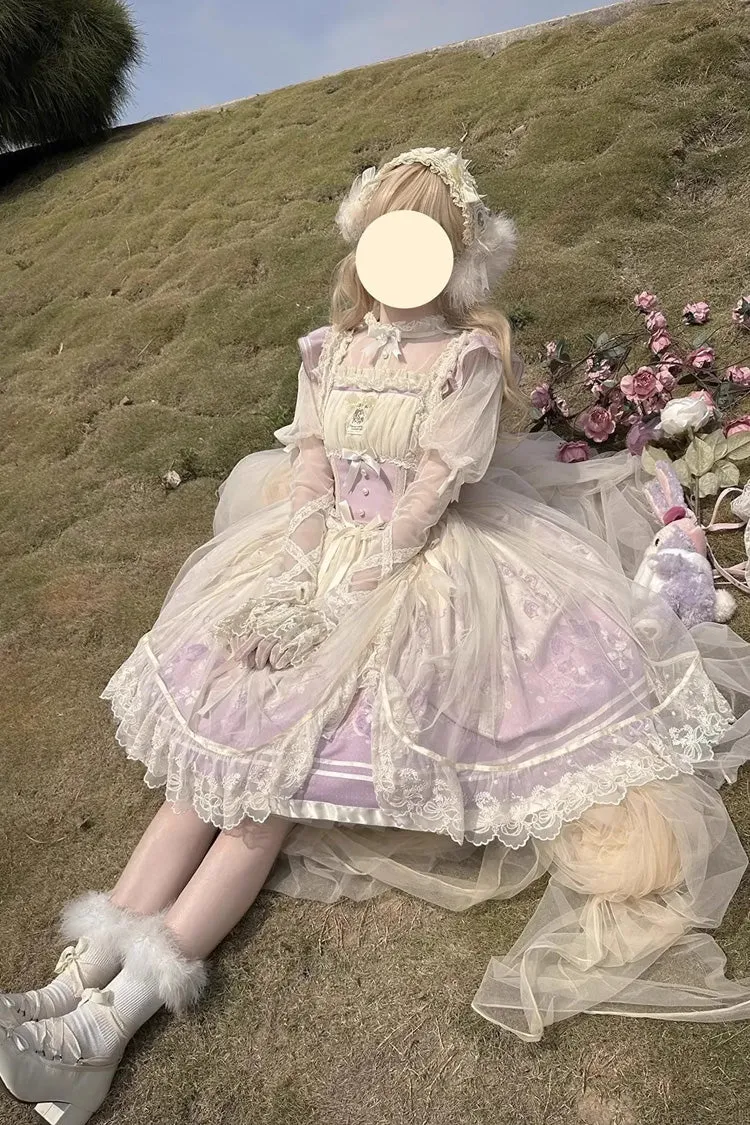 Dream Doll Ballet Rabbit Print Sweet Lolita Jsk Dress 2 Colors