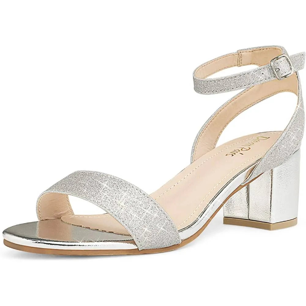 DREAM PAIRS Women's Open Toe Ankle Strap Low Block Chunky Heels Sandals Party Dress Pumps Shoes | Multiple Colors and Sizes