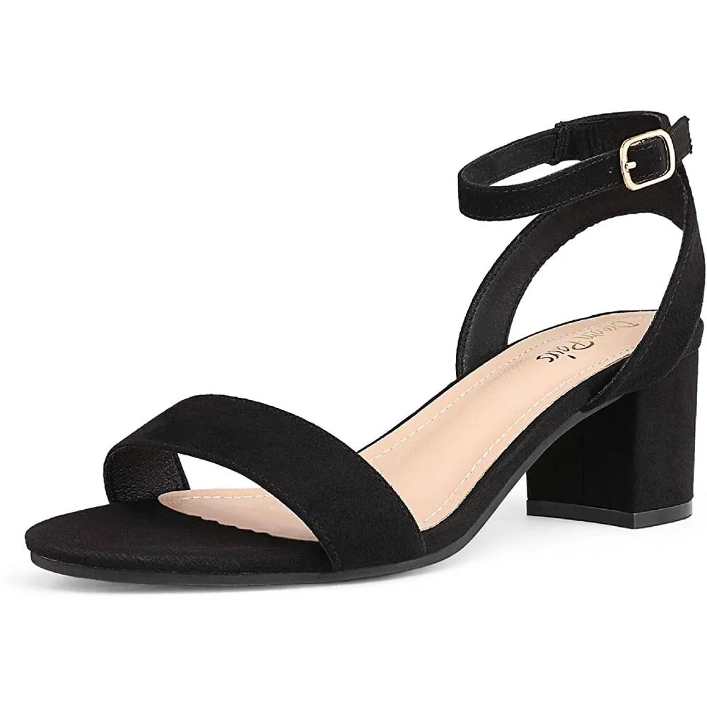 DREAM PAIRS Women's Open Toe Ankle Strap Low Block Chunky Heels Sandals Party Dress Pumps Shoes | Multiple Colors and Sizes