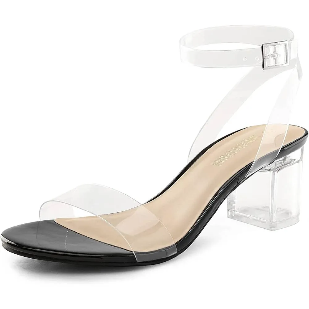 DREAM PAIRS Women's Open Toe Ankle Strap Low Block Chunky Heels Sandals Party Dress Pumps Shoes | Multiple Colors and Sizes