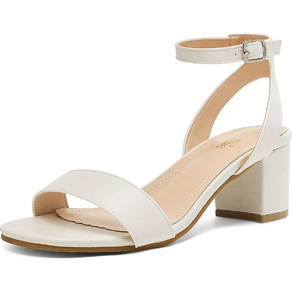 DREAM PAIRS Women's Open Toe Ankle Strap Low Block Chunky Heels Sandals Party Dress Pumps Shoes | Multiple Colors and Sizes