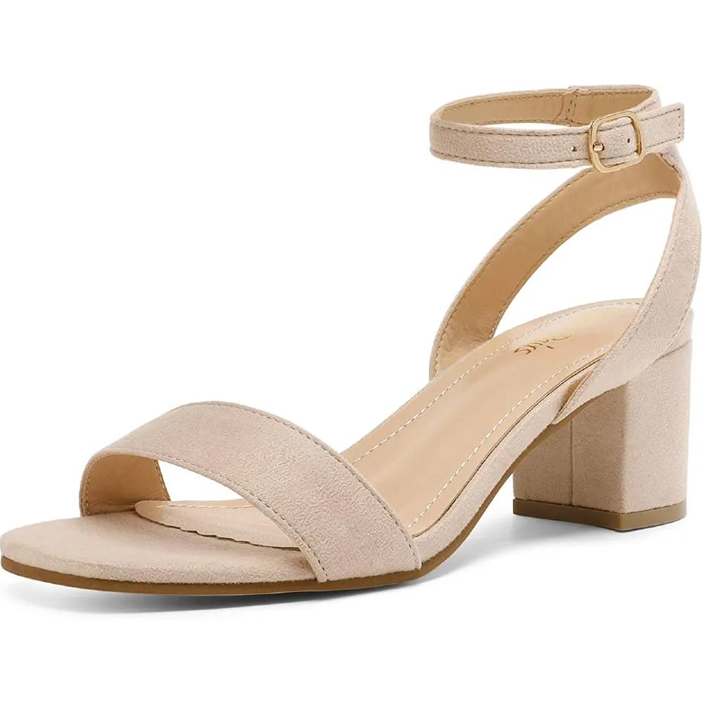 DREAM PAIRS Women's Open Toe Ankle Strap Low Block Chunky Heels Sandals Party Dress Pumps Shoes | Multiple Colors and Sizes