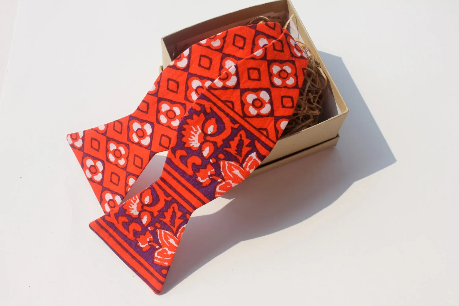 Dual Pattern Red & Purple Bow Tie