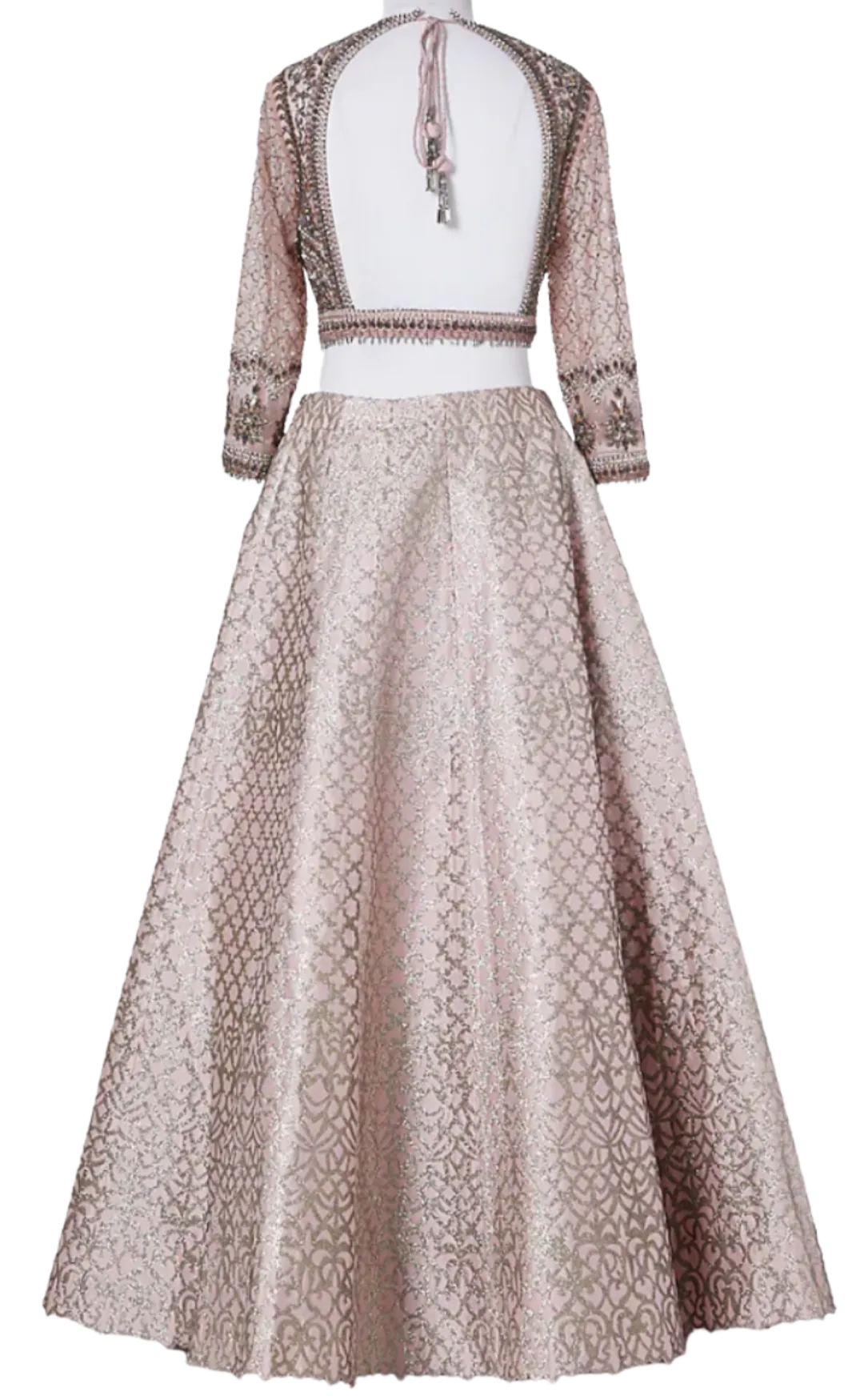 Dusty Pink Heavily Embellished Scalloped Lehenga