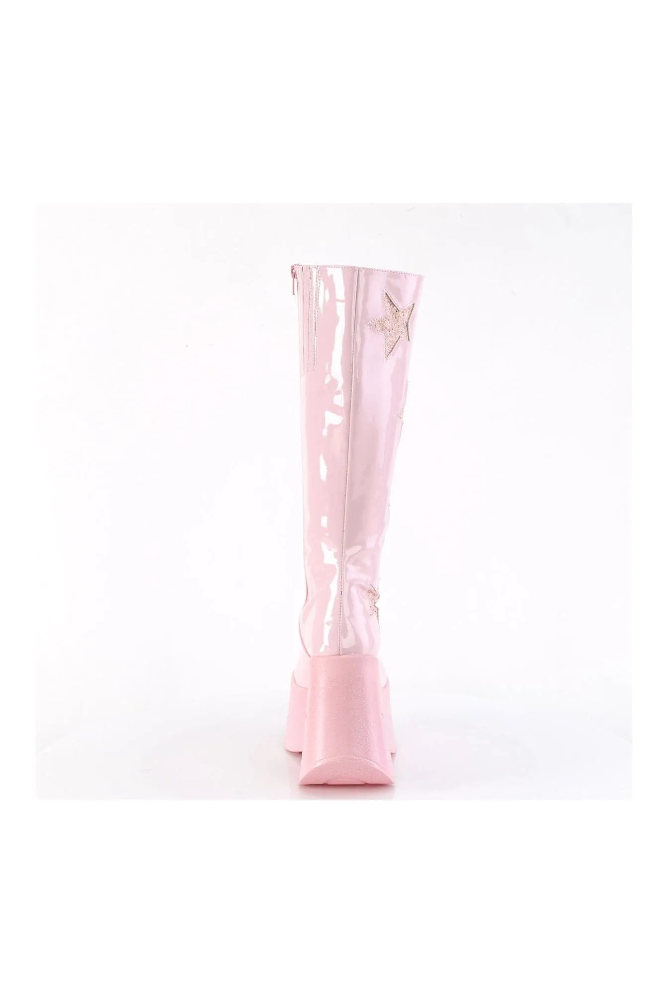 DYNAMITE-218 Pink Glitter Knee Boot