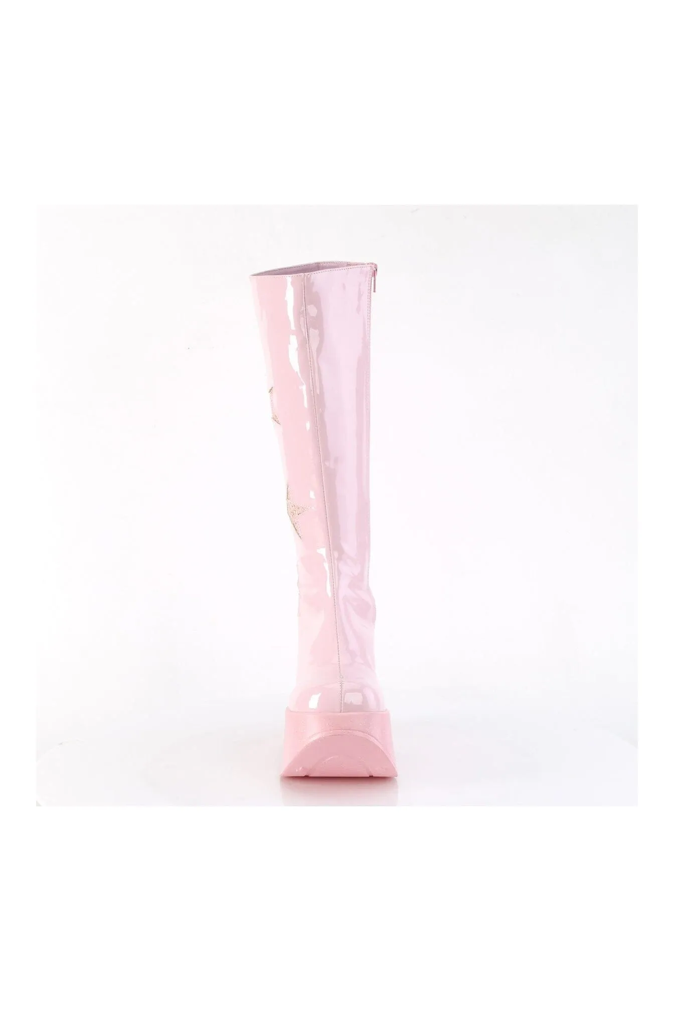 DYNAMITE-218 Pink Glitter Knee Boot
