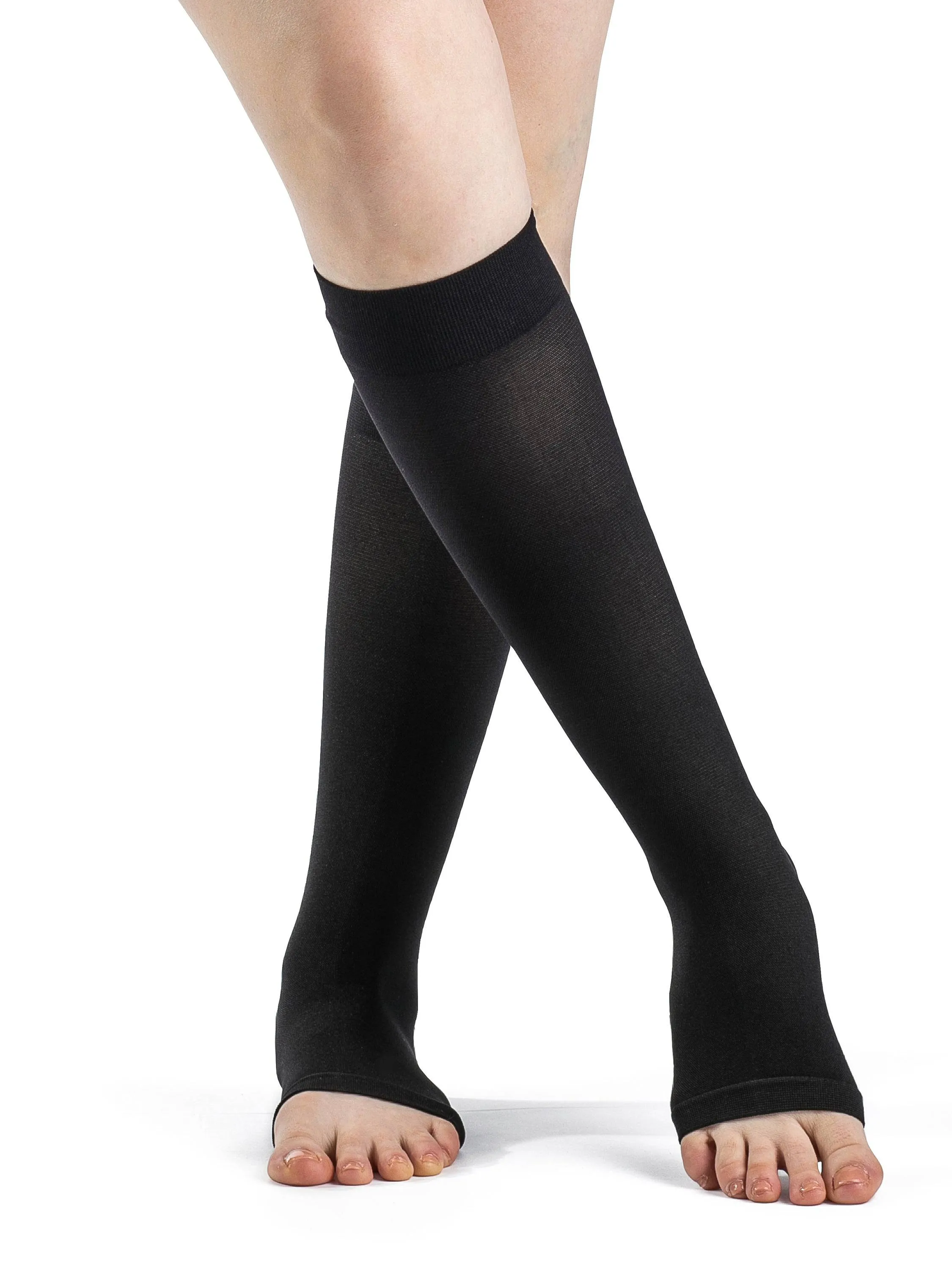 Dynaven Opaque Ribbed Women's Knee High  20-30mmHg-Open Toe
