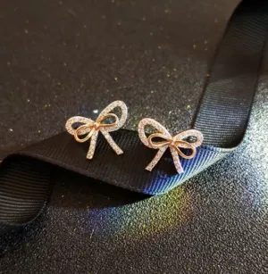E1883 - Pave Crystal Bow Earrings