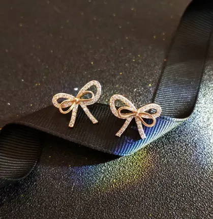 E1883 - Pave Crystal Bow Earrings