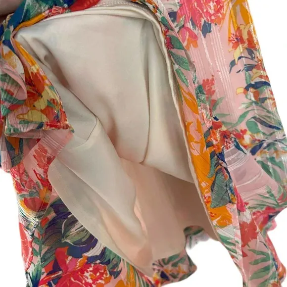 ECI New York Women's Floral Striped Swing Dress Size XL Back Bow Tie