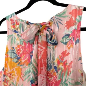 ECI New York Women's Floral Striped Swing Dress Size XL Back Bow Tie