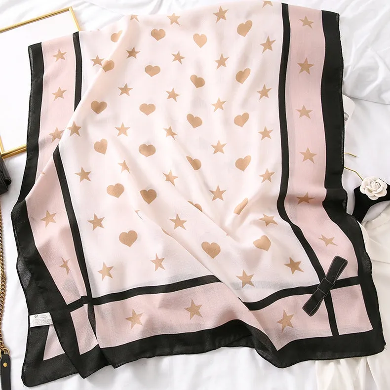 Elegant Fashion Rosette Bow-knot Cotton Scarf Shawl Wrap for Women Ladies Girls 90x180