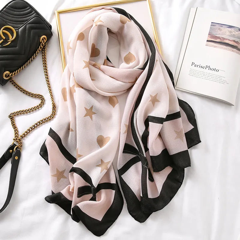 Elegant Fashion Rosette Bow-knot Cotton Scarf Shawl Wrap for Women Ladies Girls 90x180